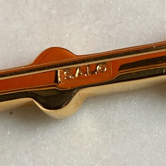 Swarovski S.A.L bar gold tone pin with green and white crystals - Picture 3 of 15